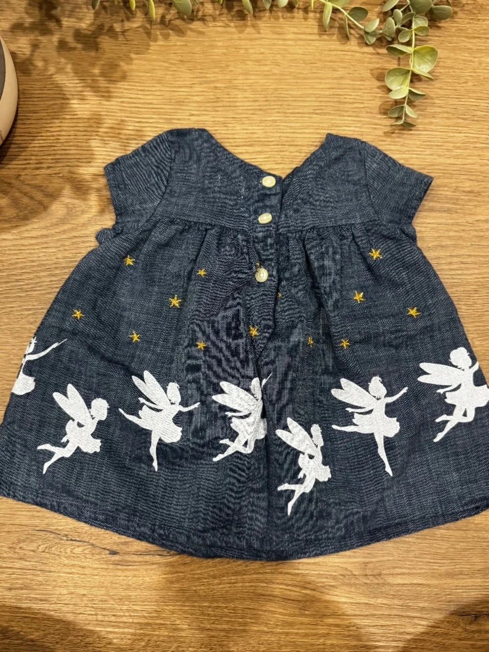 Baby GAP Girls 0-3M Chambray Fairy Print Dress Blue